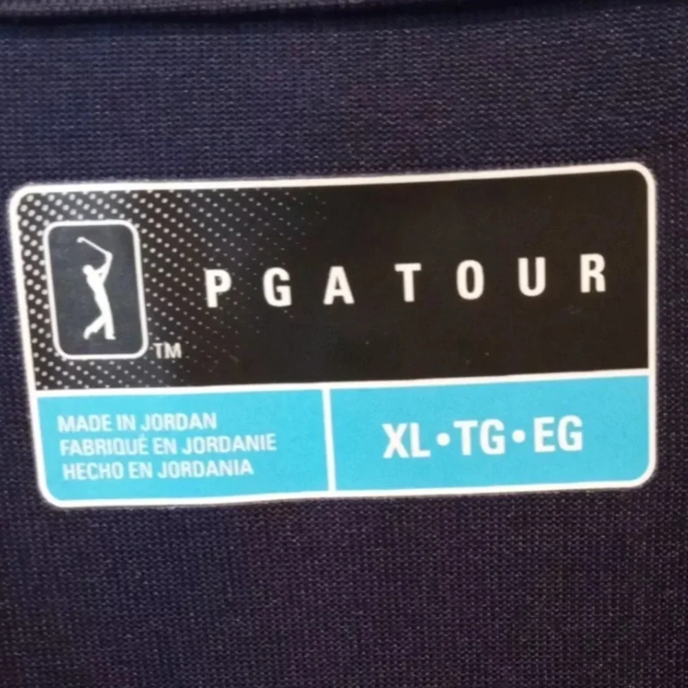 PGA TOUR Performance Golf Polo Shirt XL Blue Colorblock Sun Protection Easy Care